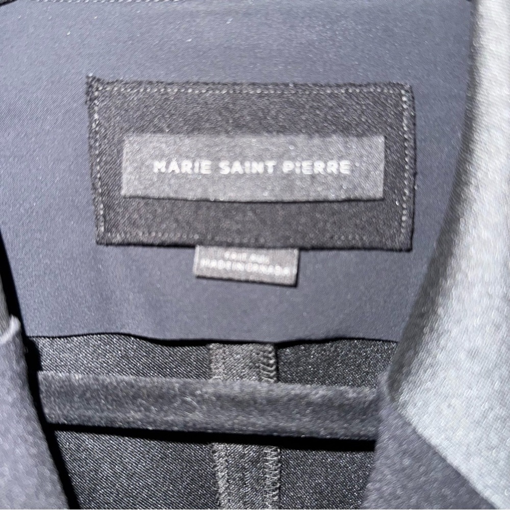 Designer Marie Saint Pierre Asymmetric Statement Long Coat Black & Navy 2 🖤 - Picture 7 of 13